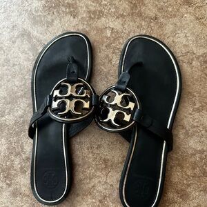 Tory Burch Miller Gold and Black Sandals